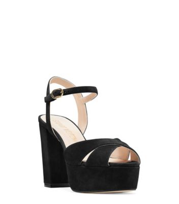 Stuart Weitzman,Ivona,Sandal,Suede,Black,Side View