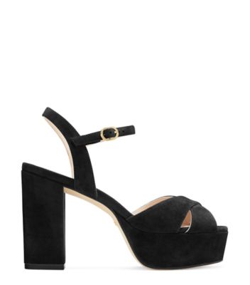 Stuart Weitzman,Ivona,Sandal,Suede,Black,Front View