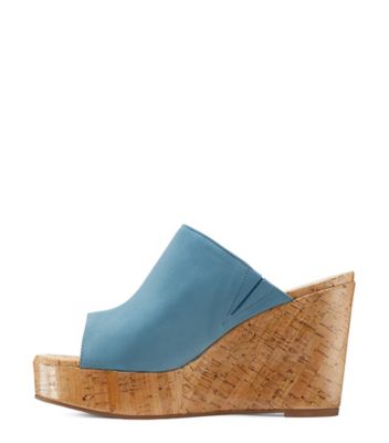 Stuart Weitzman,MARGARITE,Slide,Suède et liège,Bleu pâle céruléen