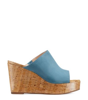 Stuart Weitzman,MARGARITE,Slide,Suède et liège,Bleu pâle céruléen