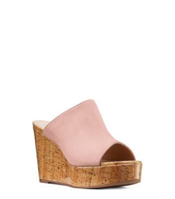Stuart Weitzman,MARGARITE,Slide,Suède et liège,Rose blush poudre,Side View