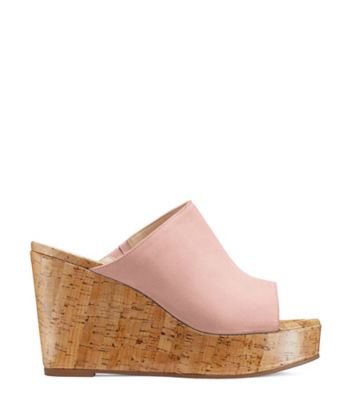 Stuart Weitzman,MARGARITE,Slide,Suède et liège,Rose blush poudre,Front View