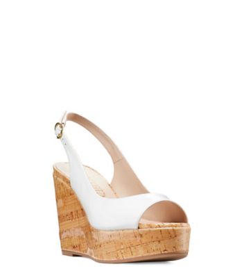 Stuart Weitzman,RIVERIA,Sandal,Cuir verni,Blanc,Side View