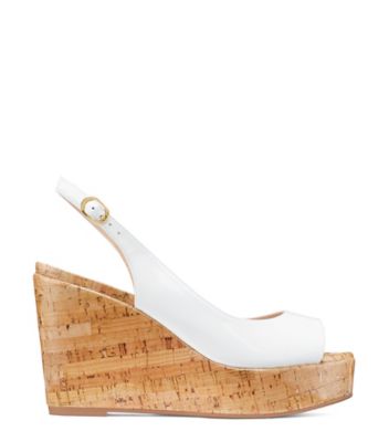 Stuart Weitzman,RIVERIA,Sandal,Cuir verni,Blanc,Front View