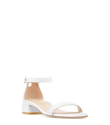 Stuart Weitzman,Nudistjune,Sandal,Cuir,Blanc