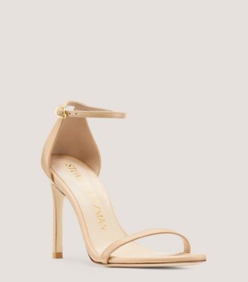 Stuart Weitzman,NUDISTSONG STRAP SANDAL,Leather,Sandals,Traction,Cocktail,Beige,Side View