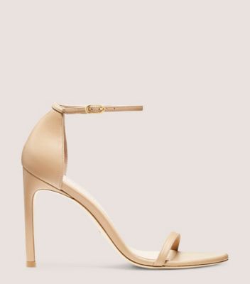 Stuart Weitzman,Nudistsong Strap Sandal,Sandal,Smooth Leather,Adobe Beige,Front View