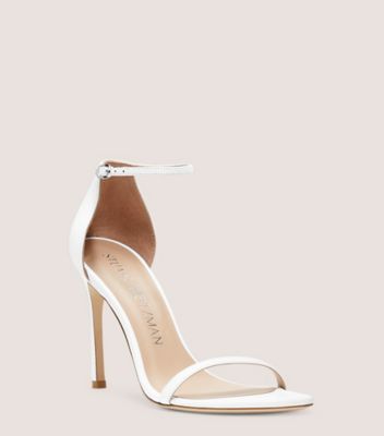 Stuart Weitzman,Nudistsong Strap Sandal,Sandal,Smooth Leather,White,Side View