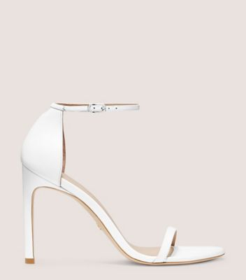 Stuart Weitzman,Nudistsong Strap Sandal,Sandal,Smooth Leather,White,Front View