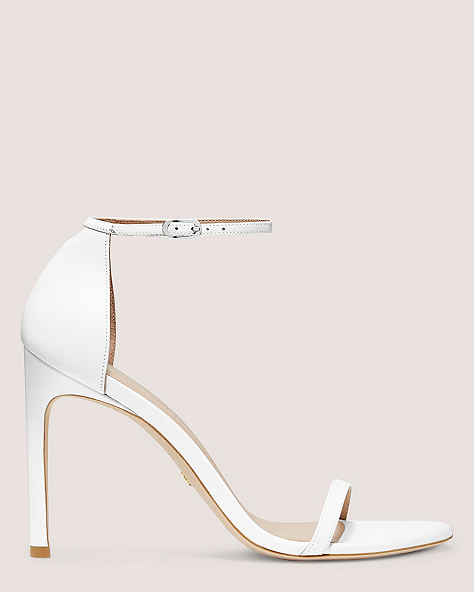 Stuart Weitzman,Nudistsong Strap Sandal,Sandal,Leather,White,Front View