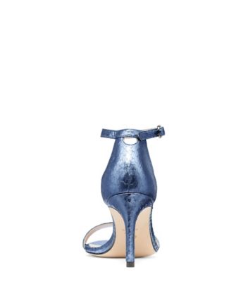 Stuart Weitzman,Nunakedstraight,Sandal,Cuir embossé serpent métallique,Bleu pâle céruléen