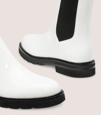 Stuart Weitzman,DYLAN CHELSEA BOOTIE,Leather,Rubber,Chelsea Boots,Elastic Gore,Pull Tab,Casual,White