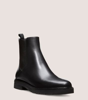 Stuart Weitzman,DYLAN CHELSEA BOOTIE,Leather,Chelsea Boots,Pull Tab,Elastic Gore,Casual,Black,Side View