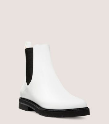 Stuart Weitzman,Bottine Dylan Chelsea,Bootie,Cuir,Blanc,Side View