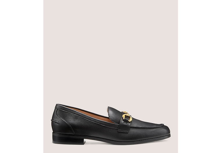 Stuart Weitzman,OWEN BUCKLE LOAFER,Loafer,Nappa Leather,Black,Front View
