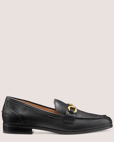 Stuart Weitzman,OWEN BUCKLE LOAFER,Loafer,Nappa Leather,Black,Front View