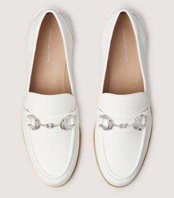 Stuart Weitzman,Flâneur avec boucle Owen,Loafer,Cuir nappa,Blanc