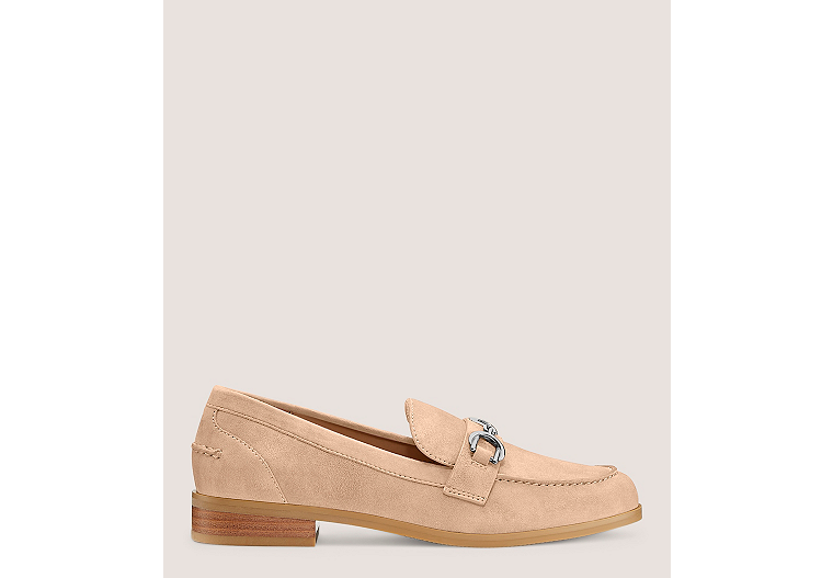 Stuart Weitzman,OWEN BUCKLE LOAFER,Loafer,Suede,Poudre Blush Pink,Front View