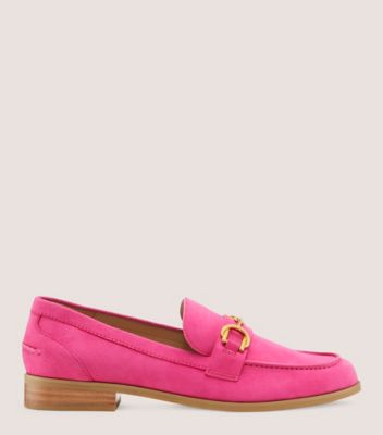 Stuart Weitzman,OWEN BUCKLE LOAFER,Loafer,Suede,Peonia Hot Pink