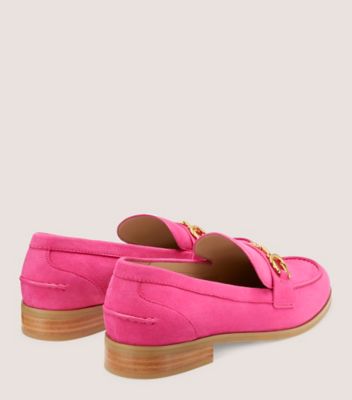 Stuart Weitzman,OWEN BUCKLE LOAFER,Loafer,Suede,Peonia Hot Pink