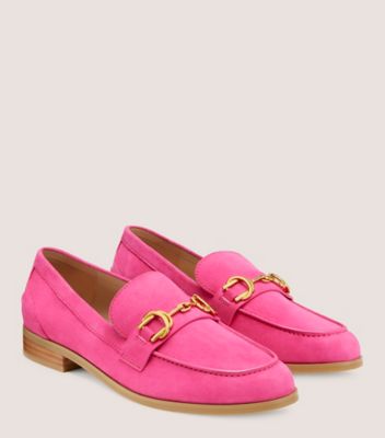 Stuart Weitzman,OWEN BUCKLE LOAFER,Loafer,Suede,Peonia Hot Pink