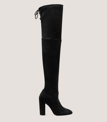 Stuart Weitzman,ARIANA 100 CITY BOOT,Suede,Rubber,Boots,Tie Belt,Day Party,Black