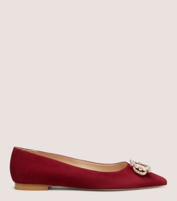 Stuart Weitzman,Soulier plat Eloise,Flat,Suède,Rouge Rioja