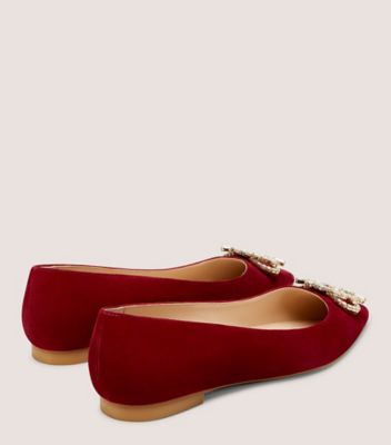 Stuart Weitzman,Soulier plat Eloise,Flat,Suède,Rouge Rioja,Back View