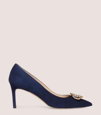 Stuart Weitzman,Pump,Suède,Bleu Marine