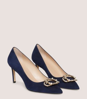 Stuart Weitzman,Pump,Suède,Bleu Marine