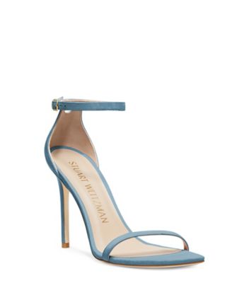 Stuart Weitzman,NUDISTCURVE 100 STRAP SANDAL,Suede,Leather,Sandals,Traction,Cocktail,Teal