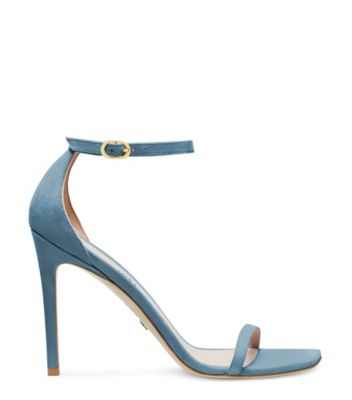 Stuart Weitzman,Nudistcurve 100 Strap Sandal,Sandal,Suede,Sky Blue