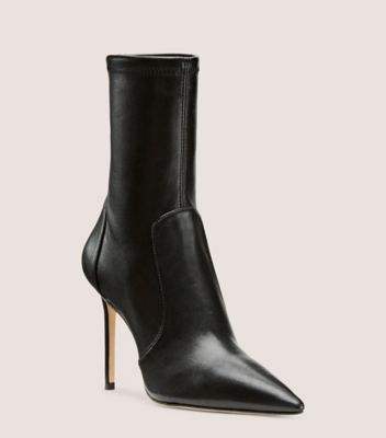 Stuart Weitzman,STUART 100 STRETCH BOOTIE,Leather,Nappa Leather,Bootie,Cocktail,Black,Side View