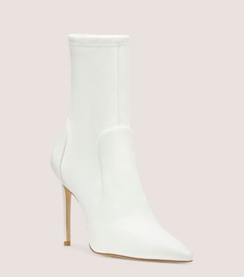 Stuart Weitzman,STUART 100 STRETCH BOOTIE,Bootie,Stretch Nappa Leather,White