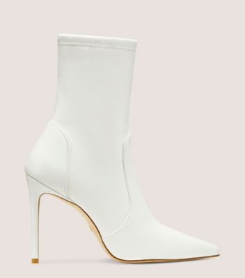 Stuart Weitzman,STUART 100 STRETCH BOOTIE,Leather,Nappa Leather,Bootie,Cocktail,White