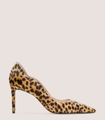 Stuart Weitzman,Stuart 85 Scallop Pump,Pump,Calf hair,Cheetah,Front View