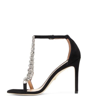 Stuart Weitzman,SANDALE À CRISTAUX STARDUST 100,Sandal,Suède,Noir
