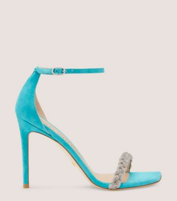 Stuart Weitzman,NUDISTCURVE 100 HIGHSHINE SANDAL,Suede,Leather,Sandals,Crystal,Braided,Rhinestones,Cocktail,Multi Color