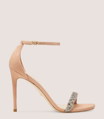 Stuart Weitzman,NUDISTCURVE 100 HIGHSHINE SANDAL,Suede,Leather,Sandals,Crystal,Braided,Rhinestones,Cocktail,