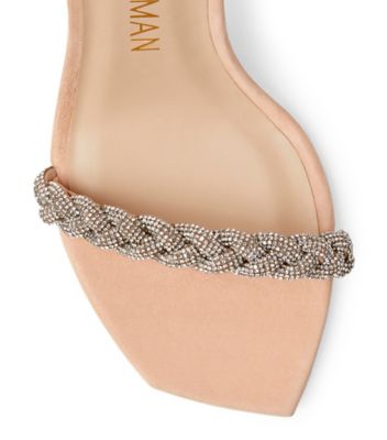 Stuart Weitzman,Nudistcurve 100 Highshine Sandal,Sandal,Suede,Poudre Blush Pink,top down View