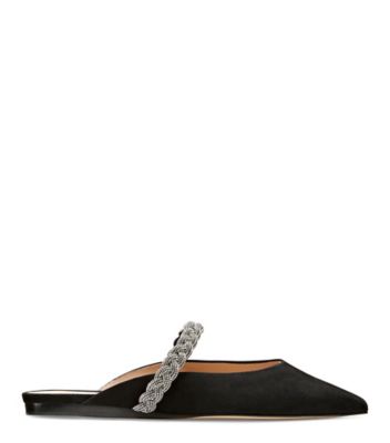 Stuart Weitzman,Mule,Suede,Black,Front View