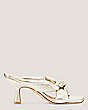 Stuart Weitzman,Playa 75 Knot Sandal,Slide,Liquid Metallic Leather,Platino Gold,Front View