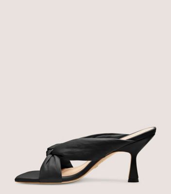 Stuart Weitzman,Playa 75 Knot Sandal,Slide,Lacquered Nappa Leather,Black