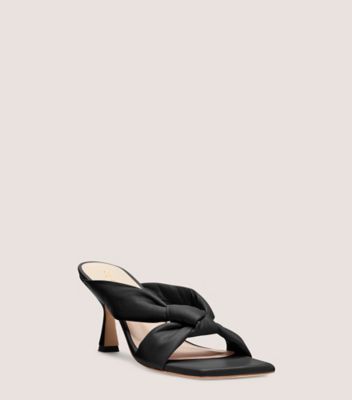 Stuart Weitzman,Playa 75 Knot Sandal,Slide,Lacquered Nappa Leather,Black,Side View