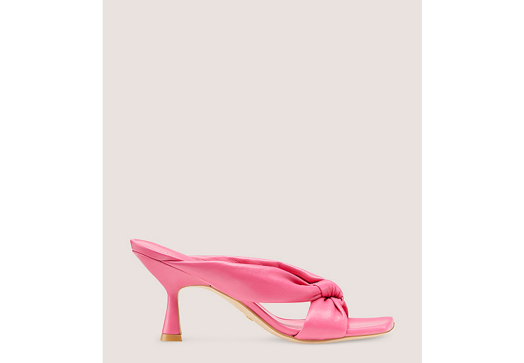 Stuart Weitzman,Playa 75 Knot Sandal,Slide,Lacquered Nappa Leather,Hot Pink,Front View