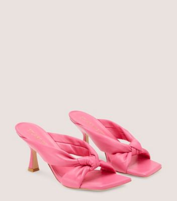 Stuart Weitzman,Playa 75 Knot Sandal,Slide,Lacquered Nappa Leather,Hot Pink