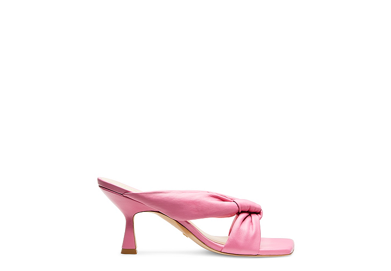 Stuart Weitzman,Playa 75 Knot Sandal,Slide,Lacquered Nappa Leather,India Pink,Front View