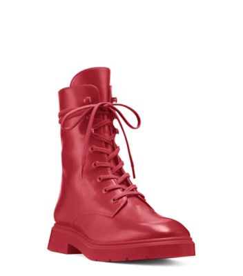 Stuart Weitzman,MCKENZEE BOOTIE,Leather,Rubber,Combat,Tie Belt,Pull Tab,Outdoor,,Side View