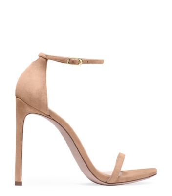 Stuart Weitzman,Nudist,Sandal,Suède,Beige Adobe,Front View