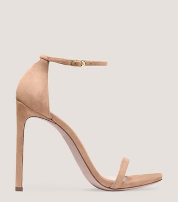 Stuart Weitzman,Nudist,Sandal,Suède,Beige Adobe,Front View